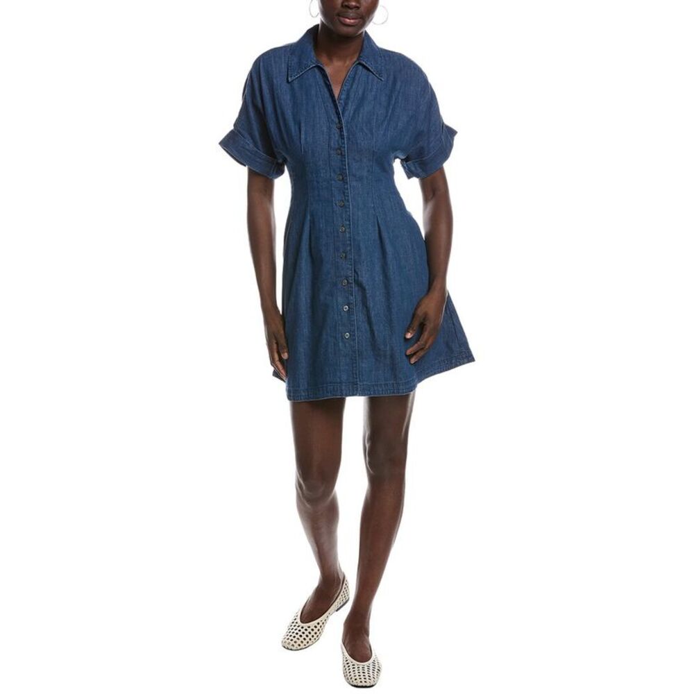 Madewell Womens Waisted Mini Dress, Blue